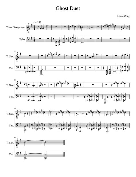 Ghost Duet By Louie Zong Tenor Sax And Tuba Sheet Music For Tuba