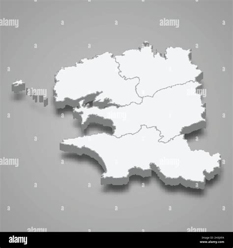 3d isometric map of Finistere is a department in France, vector ...