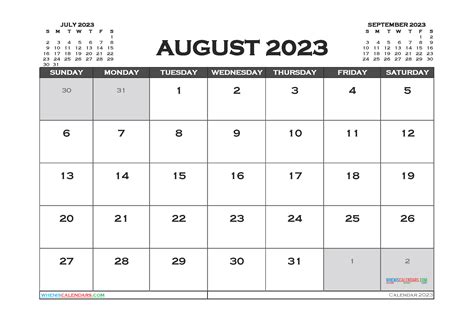 August 2023 Calendar Page Get Calendar 2023 Update