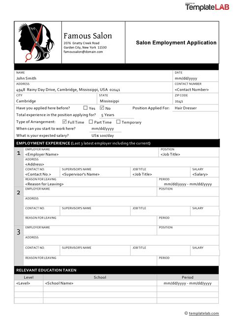 50 Free Employment Job Application Form Templates Printable Templatelab