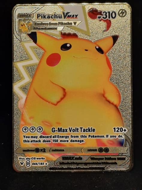 Pikachu Vmax Gold Metal Pokemon Card Etsy Canada