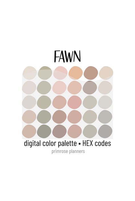 Fawn Digital Color Palette Color Chart Goodnotes Tool iPad Procreate Digital Download Neutral ...