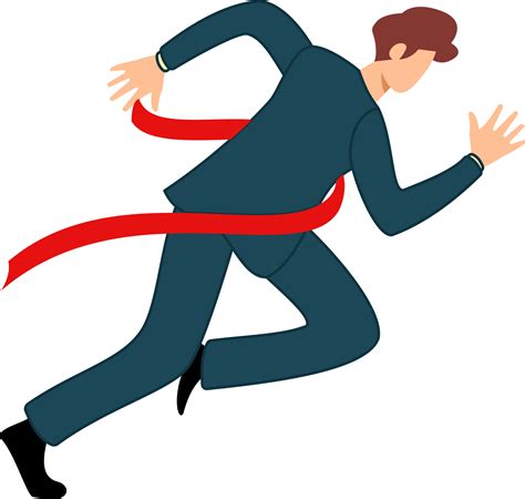 Illustration Businessman Crossing Finish Line Png