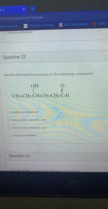 Solved Identify The Functional Groups In The Following C