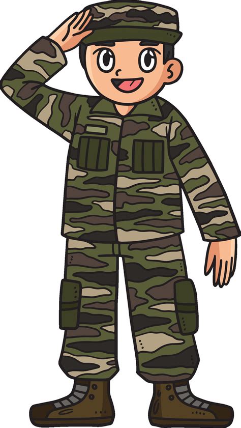 Saluting Soldier Cartoon Colored Clipart 34812444 Vector Art at Vecteezy