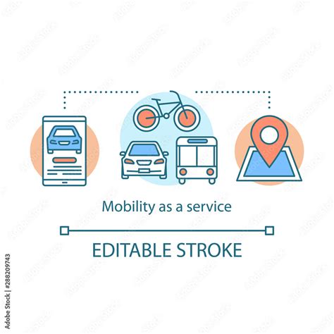 Mobility As A Service Concept Icon MaaS Trip Planner Combining