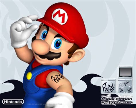 File:Mario - GBA SP Tribal Ad.jpg - Super Mario Wiki, the Mario ...