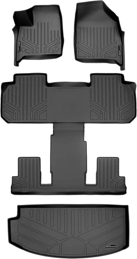 Smartliner Floor Mats 3 Rows And Cargo Liner Behind 3rd Row Set Black For 2018 2021