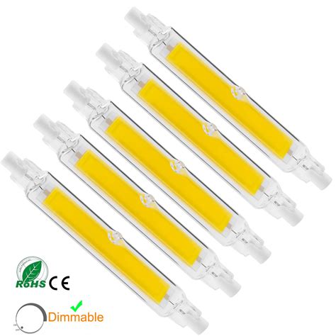 5pcs Dimmable R7s Cob Led Bulbs Ceramic Glass Tube Light 78mm 118mm 7w