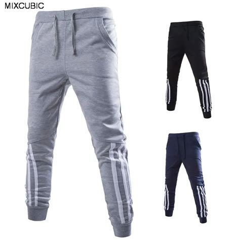 Mixcubic 2017 Spring Autumn Three White Stripes Harem Pants Men Casual