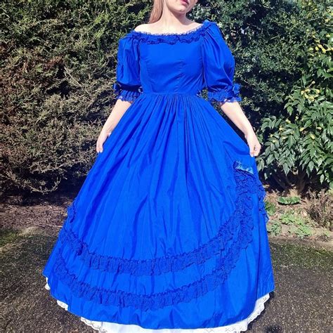 Vintage blue evening dress Adorable genuine 1980s... - Depop