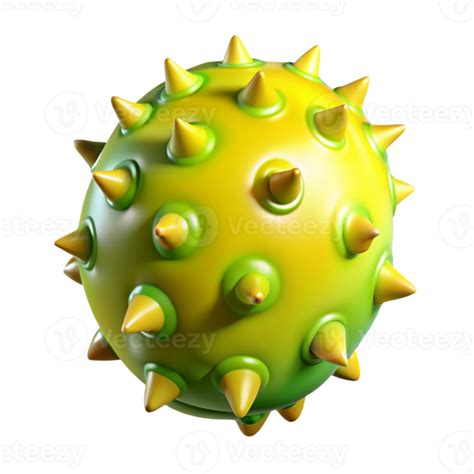 3d Spiky Yellow Green Ball Illustration 53811241 Png