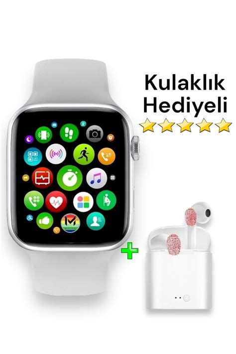 MATEO Akıllı Saat T500 Airbuds Mı12 Kablosuz Kulaklık Ikili Beyaz Set