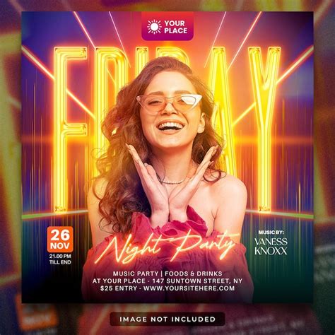 Premium PSD Club Friday Night Party Flyer And Social Media Post Template