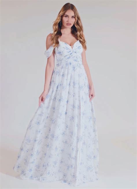 Azazie Lianne Blue Vintage Floral Bridesmaid Dresses Azazie