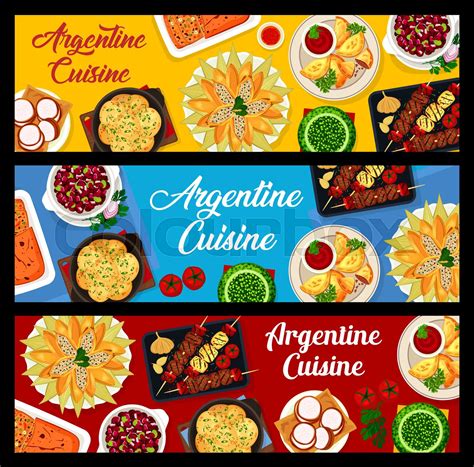 Argentine cuisine banners, Argentinian food dishes | Stock vector