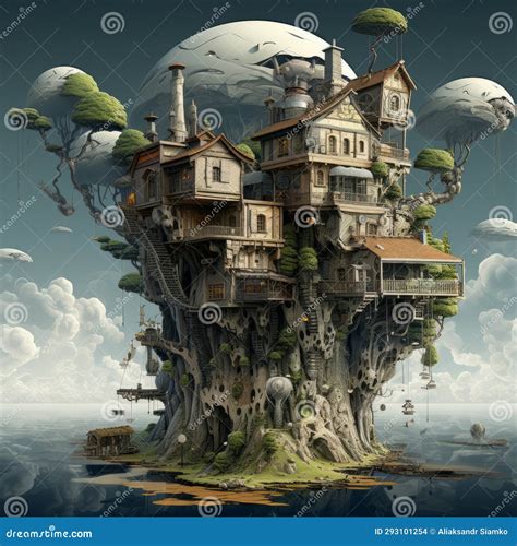 Fantasy Illustration of a Fairytale House Stock Illustration ...