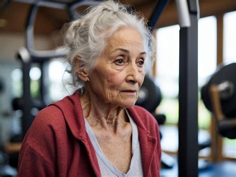 Premium Photo Old Woman Grandmother Exercising Running Gym Healthy Ageing