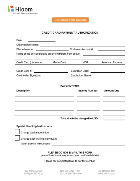 Credit Card Authorization Forms Templates Ready To Use