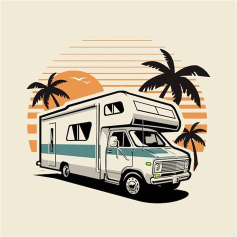 Classique Campervan Motorhome Rv Caravan Illustration Vector Art