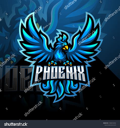 Blue Phoenix Esport Mascot Logo Design Stock Vector Royalty Free