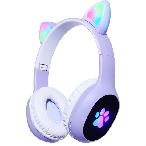 Fone Orelha De Gatinho Sem Fio Led Rgb Bluetooth Cat Ear Headphone