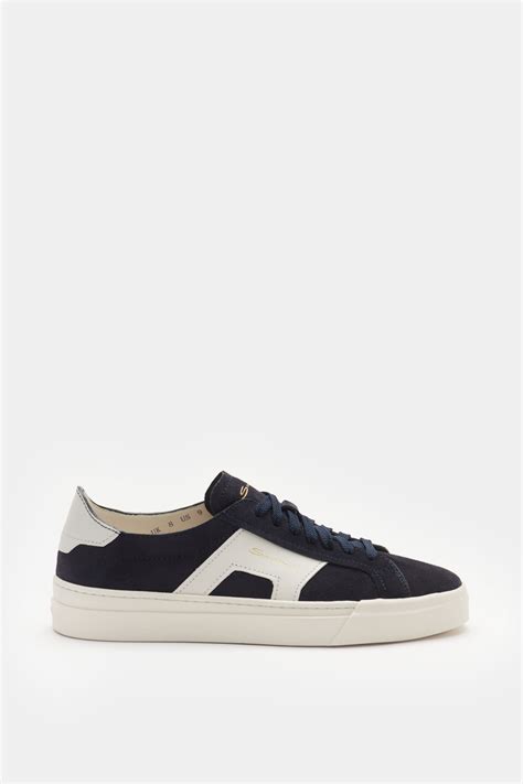 SANTONI Sneakers Double Buckle Navy White BRAUN Hamburg