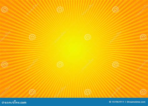 Sun Rays Sunburst On Yellow And Orange Color Background Vector