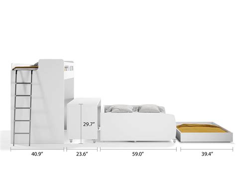 Twin Bunk Bed Over Full Xl Sofa Bed Desk And Trundle Bel Mondo Xl