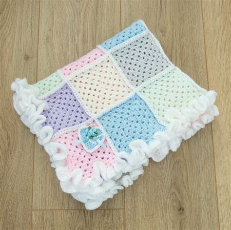 Crochet Ruffle Edge Baby Blanket Folksy