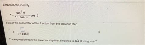 Solved Establish the identity 2 sin 0 14 cos θ cos θ Chegg