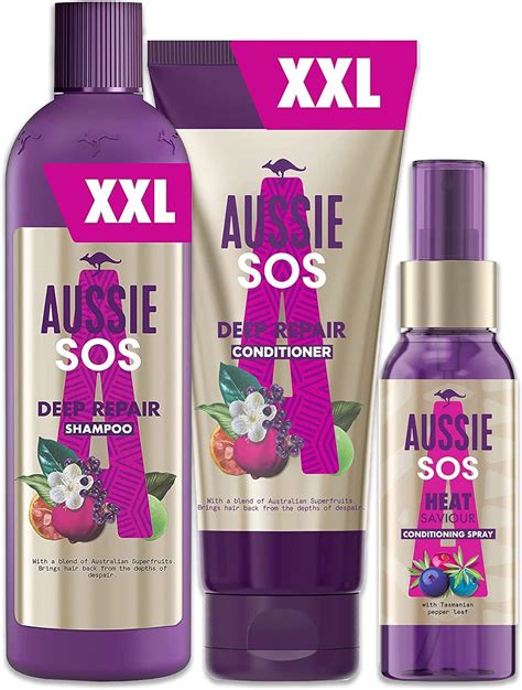 Aussie SOS XL Shampoo And Conditioner Set Heat Protection Spray For