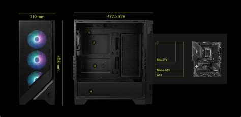 Buy The Msi Mag Forge 320r Black Mid Tower Gaming Case For Atxmatxitx