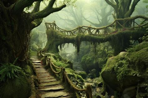 Premium Photo | Fantasy landscape with fantasy forest