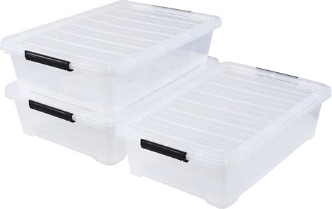 quart plastic underbed storage box large clear shallow box