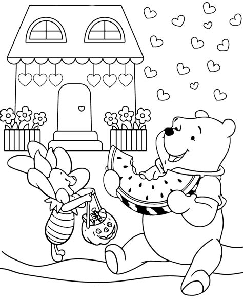 Disney Winnie The Pooh Valentines Day Coloring Page