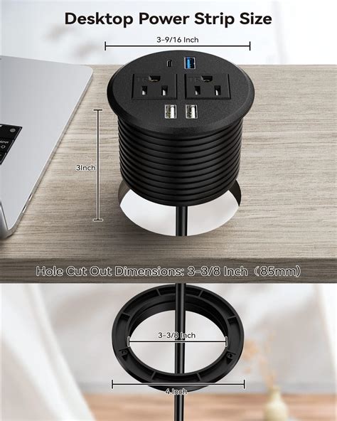 Desk Power Outlet With Pd W Fast Charging Usb C Desk Power Grommet