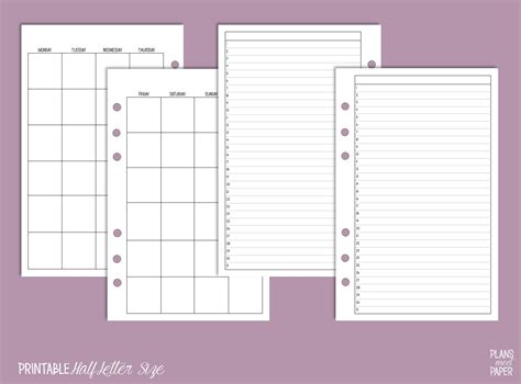 PRINTABLE Half Letter Size Planner Basics Insert Pack Clean