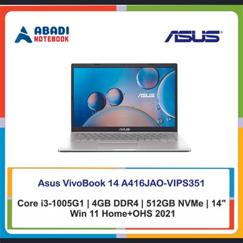 Jual Asus VivoBook 14 A416JAO VIPS351 352 Core I3 1005G1 4GB 512GB