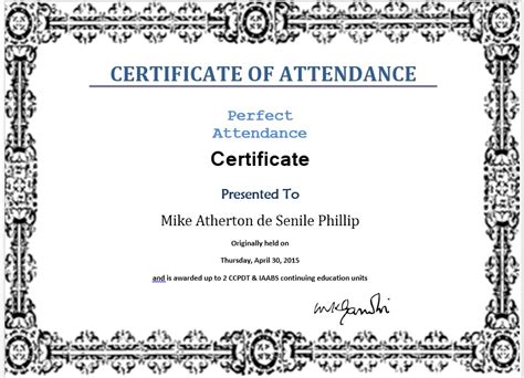 19 Free Sample Perfect Attendance Certificate Templates Printable Samples