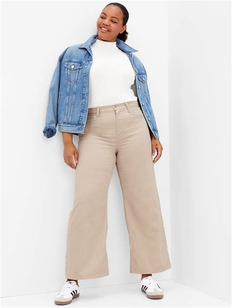 High Rise Wide Leg Corduroy Pants With Washwell Gap Factory