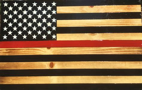 Rustic American Flag Thin Red Line Etsy