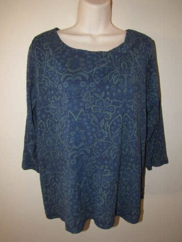 Croft Barrow Women S X Blue Floral Sleeve Top Nylon Lined Bow