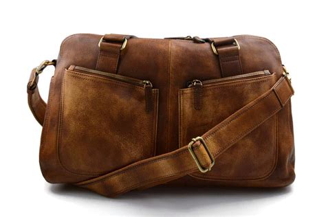 Brown Washed Leather Travel Bag Leather Duffle Bag Leather Small Duffel