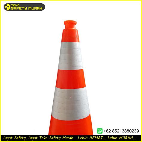 Traffic Cone PVC Plastik 75cm Kerucut Safety Cone 75 Cm Mathes