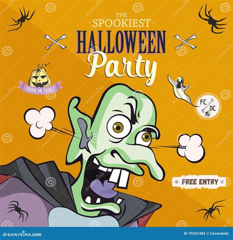 Scaring Cartoon Character. Vector Illustration for Halloween Party, Article, Card or Brochure ...