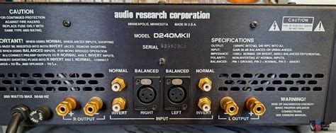 Audio Research D Mk Ii Solid State Amplifier Photo Us