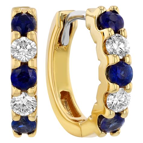 Sapphire And Diamond Huggie Hoop Earrings In Yellow Gold Borsheims