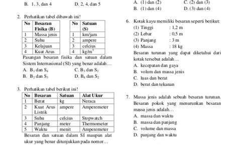 Contoh Soal Ilmu Pengetahuan Alam Ipa Kelas 7 Smp B Besaran C