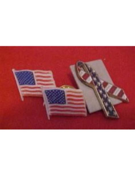 Pin Lapel:American Flag Ribbon Pin & 2 Flag Pins - D & J's Antiques and ...